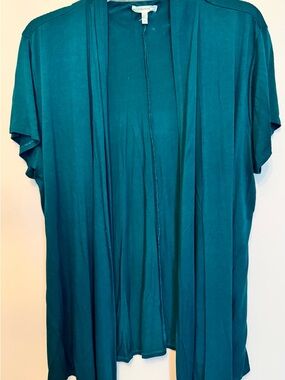Maurices Teal V-Neck Short Sleeve Cardigan Top
